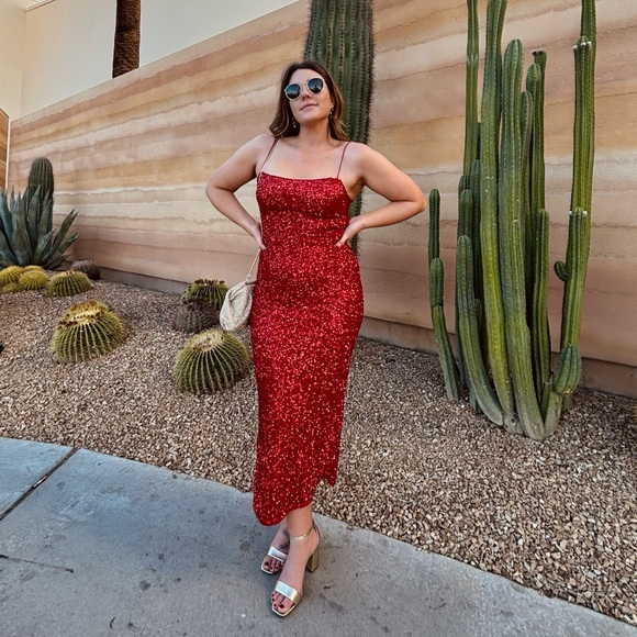 Zara Red Sequin Dress - Picture 5 of 5